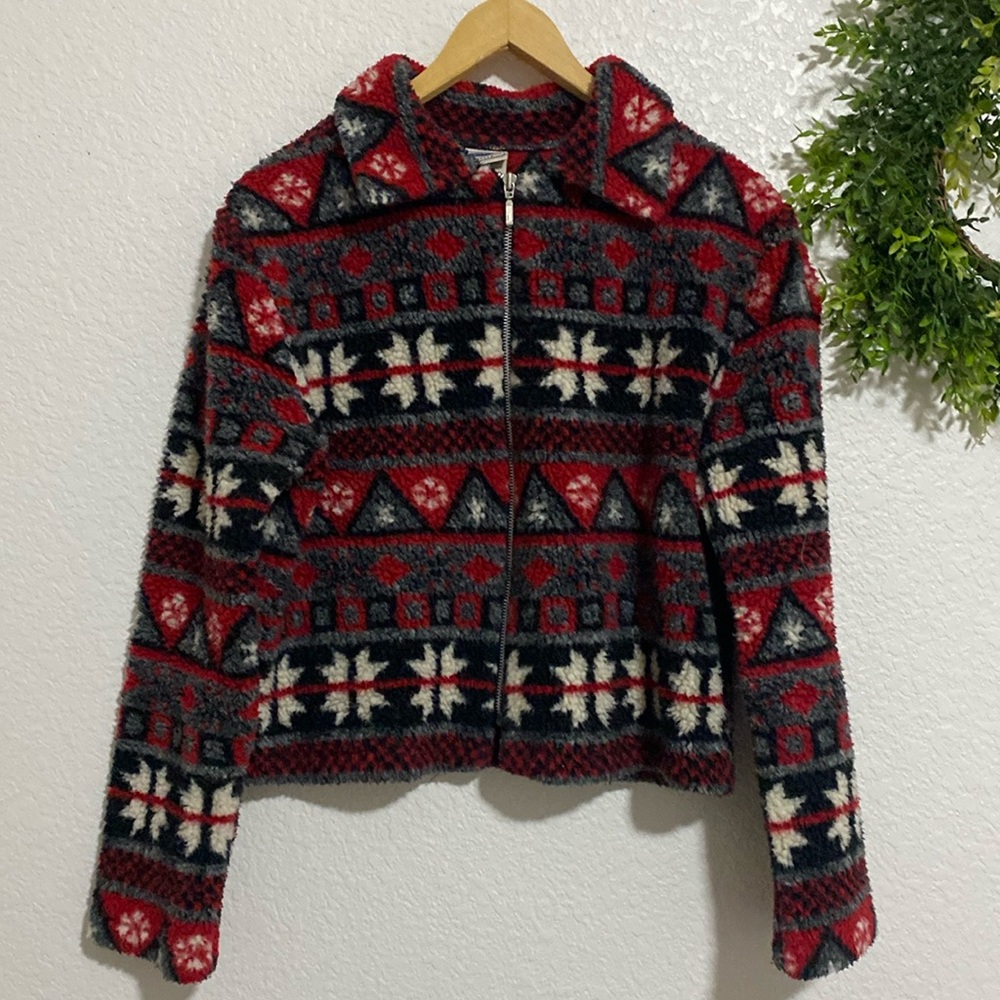 Essentials Style Fleece Zip Up Jacket Size Medium